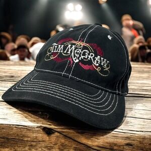 Vintage Tim McGraw Set This Circus Down Tour Snapback Hat‎ Men OSFA Black Cotton